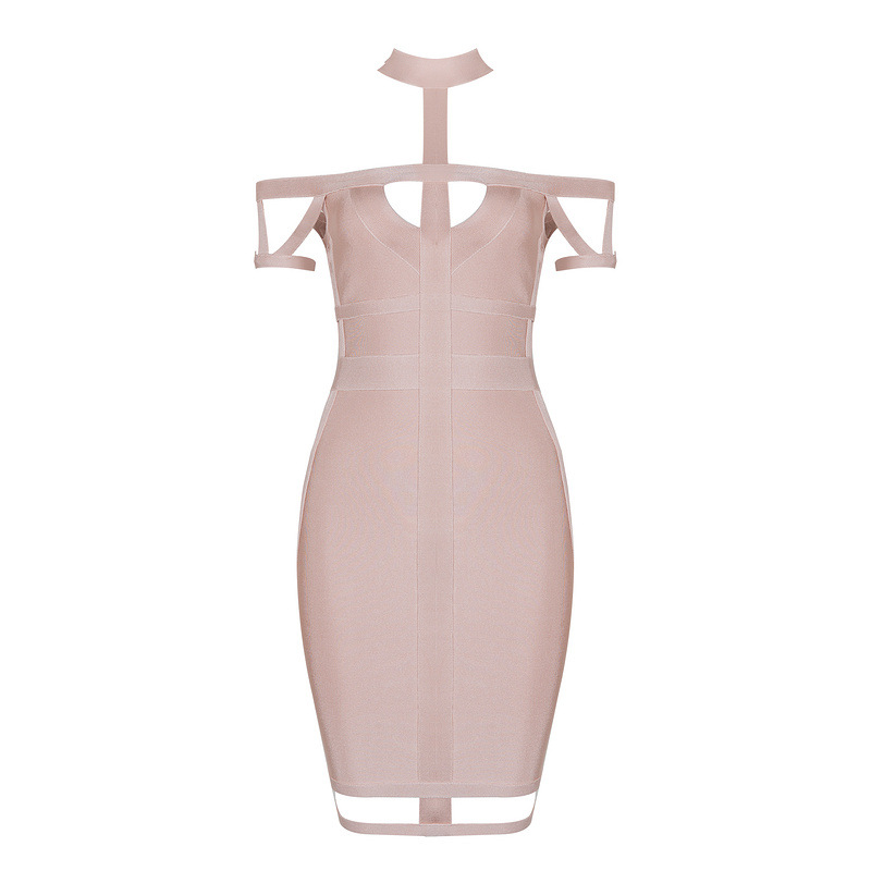 Sexy neck cut-out high-waisted bandage dress