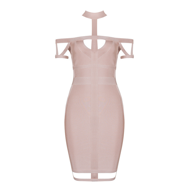 Sexy neck cut-out high-waisted bandage dress