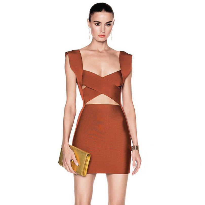 Sexy v-necked, high-waisted, bandage dress