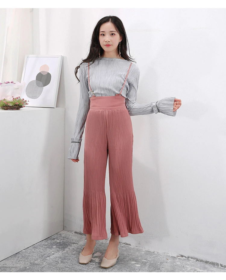 Women's chiffon suspenders leg pants