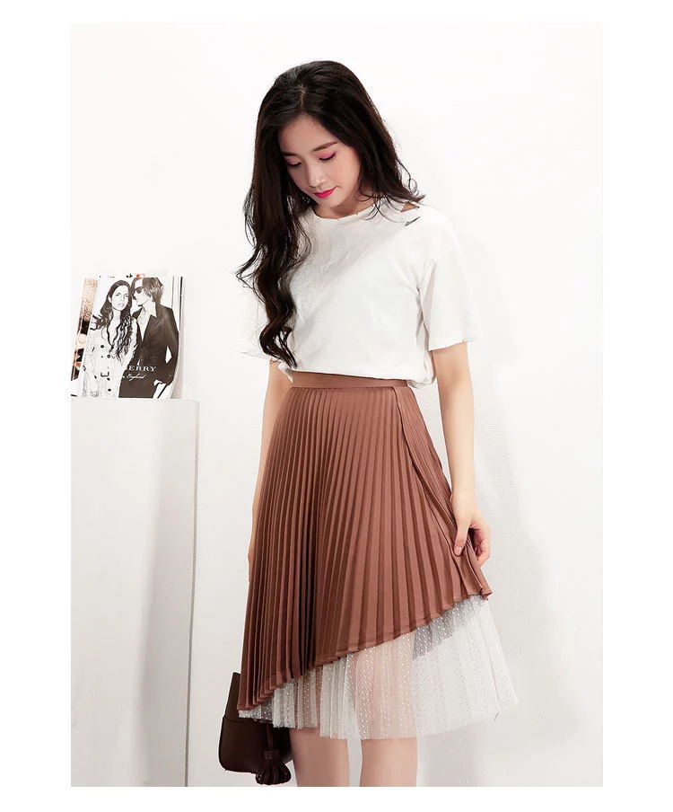 Lace stitching chiffon skirt​