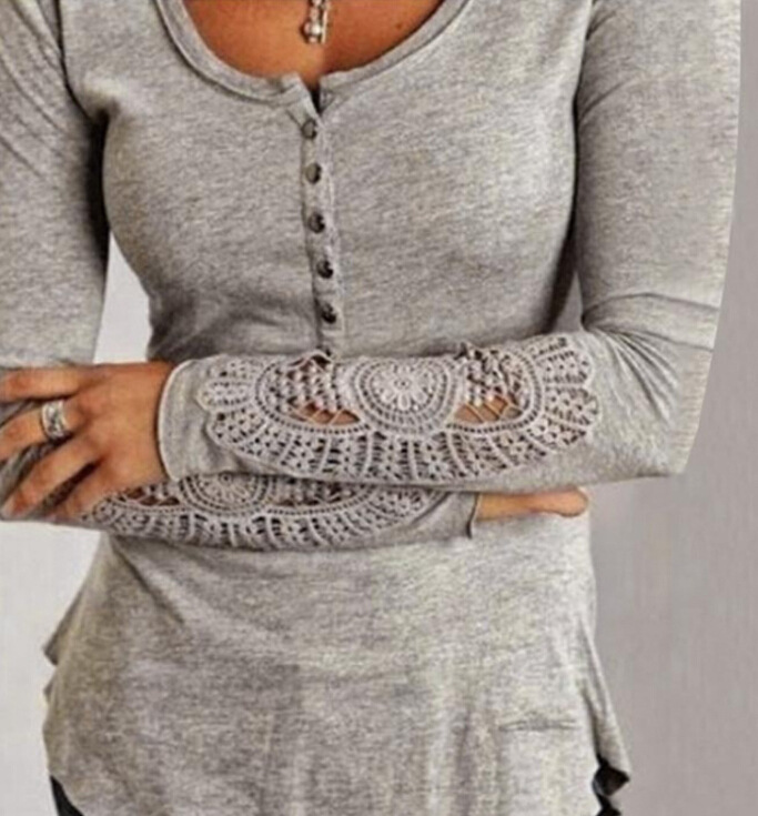 Lace stitching  knitting shirt