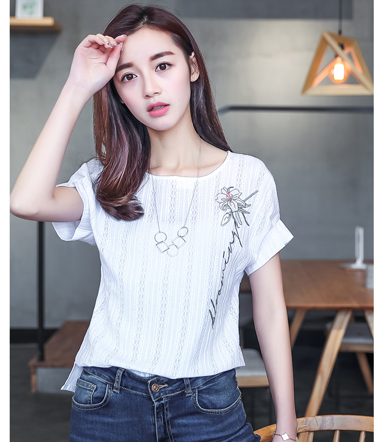 Embroidered chiffon shirt